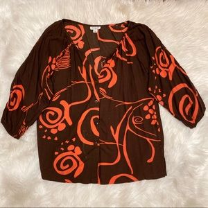 Escapada Top Small (fits as Medium) Brown & Orange